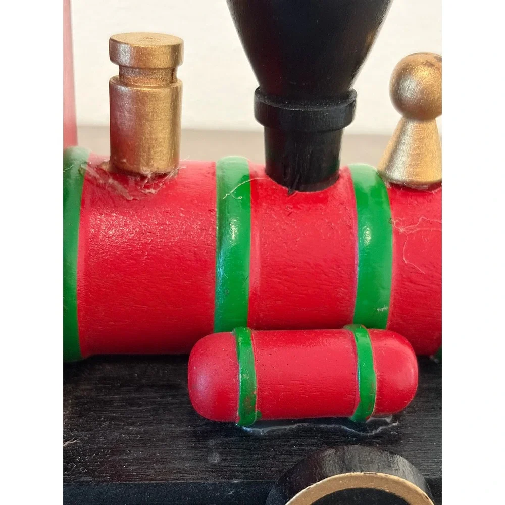 Vintage Red Wooden Christmas Train Christmas Express Train Set Centerpiece